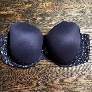 VICTORIA’S SECRET – Body by Victoria Bra  (lined perf cov), Navy Blue, Size 36DD